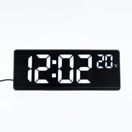 Electronic table hours, with an alarm clock, thermometer, 2 AAA, white numbers, 17.5 x 6.8 cm