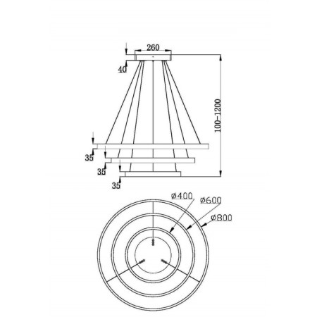 Suspension lamp Maytoni Mod058PL-L100W3K, LED, 115W, 80x80x120 cm, 6100lm, white color-3