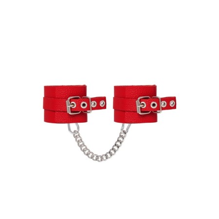 Shackles of Pecado BDSM, soft with eyelets, genuine leather, red-2