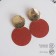 Earrings Metal "ladies" texture, red color in gold