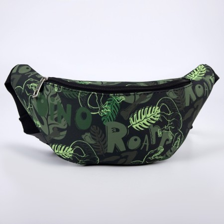 Bag Barry Board for the boy "Dinosaurs", on a zipper, outer pocket, green color-1