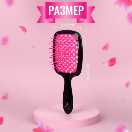 The comb is massage, wide, ventilated, 8.5 × 20.5 cm, PVC box, black/pink color-3