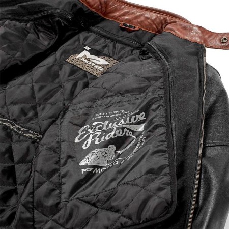Bravo 7 jacket, leather, size S, brown, black-5