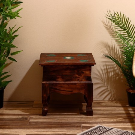 Holler "Hrani" 40x40x40 cm, with a drawer, a tree of Albezia, brown-5