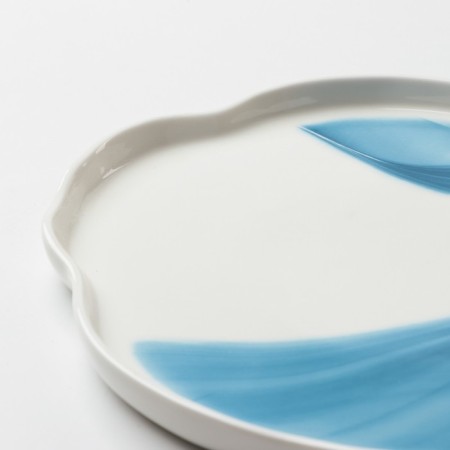 Board ceramic uneven edge "Divorces", 27 cm, white-blue color-5