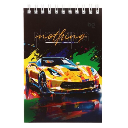 Notepad A6, 60 sheets in a cage, on the crest, Bright Cars, cover coated cardboard, block 60g/m2, mix-4