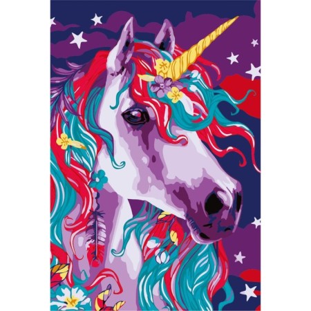 Diamond mosaic with partial filling on the subframe "Unicorn", 50 x 60 cm-1