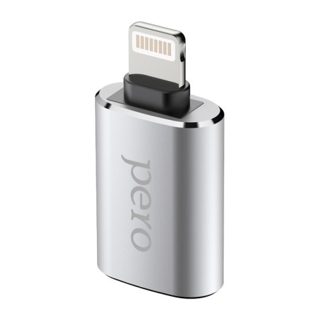 Adapter OTG PERO AD02, Lightning - USB, metal, silver-1