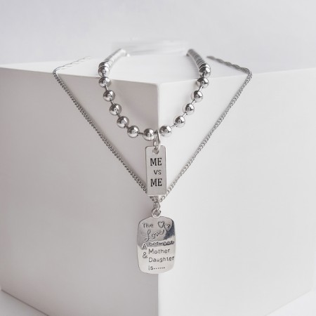 A double “chain” steel, rectangles, silver color, 57 cm-1