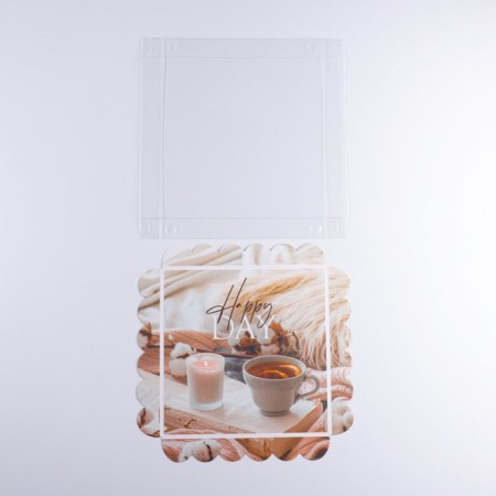 Cookie box, confectionery packaging with PVC lid, “Cozy evening”, 21 x 21 x 3 cm-4