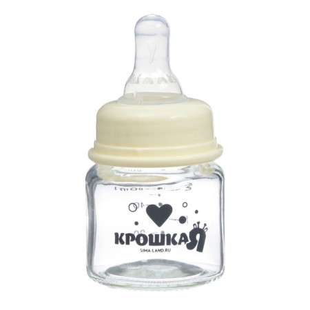 Basic feeding bottle, classic throat, glass, slow flow., 60 ml., 0 months, white color-1