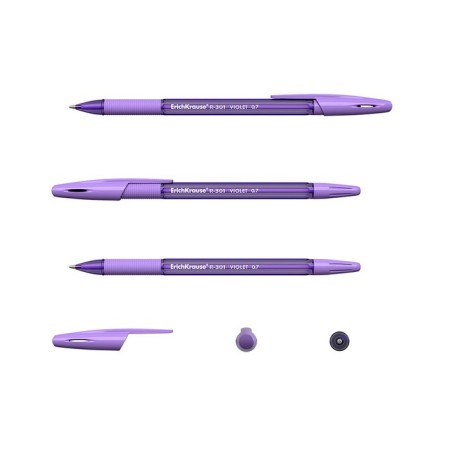 Ballic handle Erichkrause R-301 Violet Stick & Grip, Node 0.7 mm, ink light purple, rubber emphasis, letter line 2000 meters-3