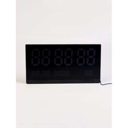 Electronic wall clock, thermometer calendar, 47.5 x 25.3 cm, green cyfras 10.8 x 5.3 cm 107662