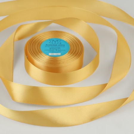 Satin tape, 25 mm × 33 ± 2 m, mustard color No. 148