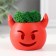 Concrete Kashpo "devil" 6.5x6x5.5 cm red with moss (moss green. Stabiliz)