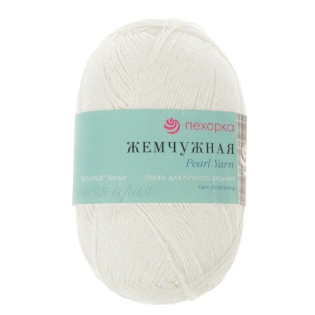 Yarn "Pearl" 50% cotton, 50% viscose 425m/100g (01-white)-1