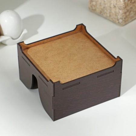 Wooden napkin "Mokko", without engraving, with napkins, chocolate color-4
