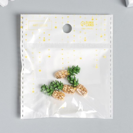 Decor for creativity Metal "Pineapp" golden green 2.2x0.9 cm-3