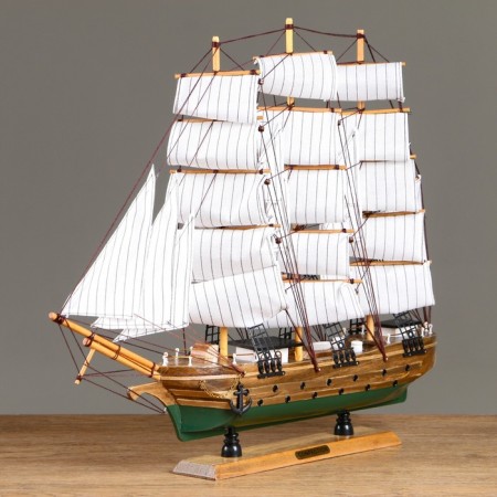 Ship "Odyssey" with white sails, green-brown corps, 58*8*48cm-2