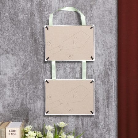 Double photo frame on braid L-3 10x15 cm white (plastic screen)-3