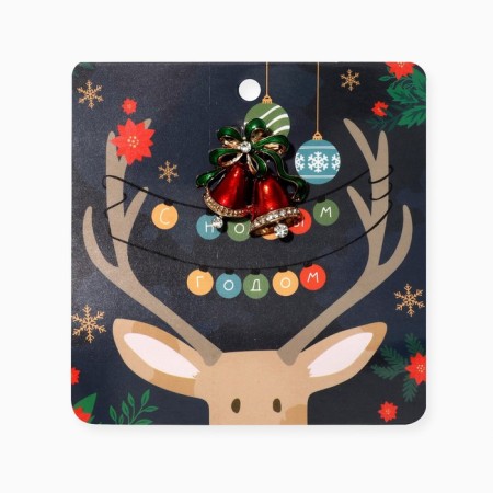 New Year! New Year's Brooch "Bells", the color is red-green in gold-4