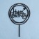 Topper "Happy Birthday", a circle with hearts, black gloss, give beautifully