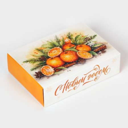 New Year. Box under 6 sweets "Mandarins", 13.7 x 9.8 x 3.8 cm, confectionery packaging-3
