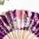 Fan bamboo, textiles h = 21 cm bend, with a brush "flowers" in a box, purple