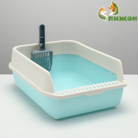 A high side toilet with a scoop and a filter, 50 x 36 x 21 cm, blue-1