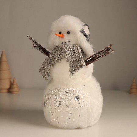 Decor "Snowman in a header-ear and scarf" 16x13x24 cm-3