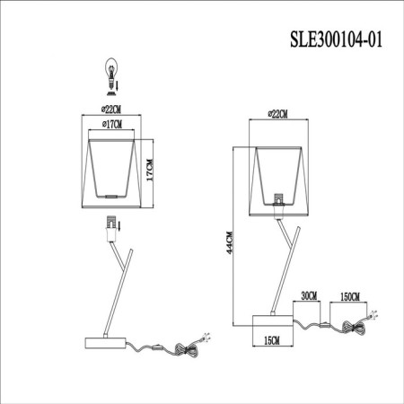 Evoluce bedside lamp. Sle300104-01. Denice. 1x40 W, E14, 22x22x44 cm, Nickel color-6
