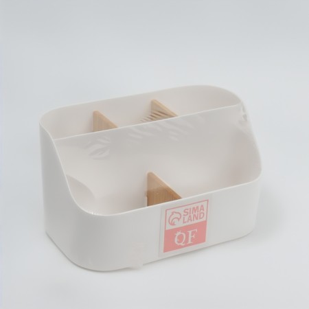 Bamboo organizer for storage, 5 sections, mobile sections, 18.5 × 11.5 × 10.6 cm, white color-8