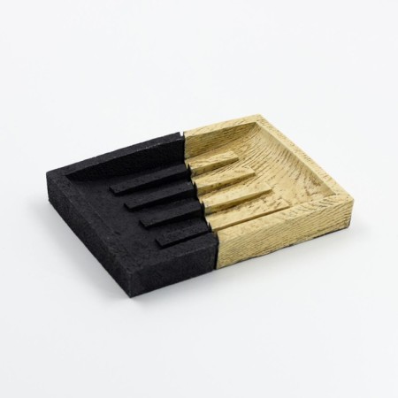 Joy Home soap dish, polyurez, two -tone graphite and wood