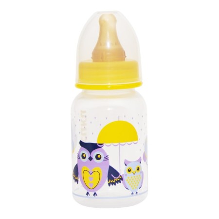 A bottle for feeding with a latex nipple, 125 ml, from 0 months., Mix color-2