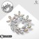 Brooch "Flowers" in a wreath, Rainbow color in silver