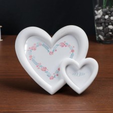 Frame d/photo plastic 2 hearts white 10*12, 6*8 cm