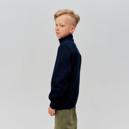 Cardigan for a boy with Minaku lightning is dark blue color, height 98-1