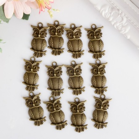 Decor Metal for creativity "Owl on a branch" under the brass (CG1216) 2.2x1.7 cm-3