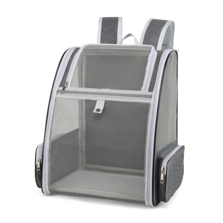 A backpack-carrier for cats and dogs, oxford+grid, 32 x 28 x 40 cm, gray-2