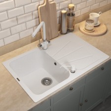 Кухонная мойка кварцевая Uperwood Quartz UPD-04, прямоугольная, цвет 01 белая