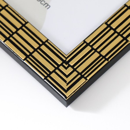 Photo frame plastic 20x25 cm "Rectangles by hand" gold with black 28.5x23.5 cm-2