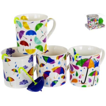 Mug with a strainer Balsford “Gift Time - Miracles Time!”, New Bone Porcelain, 300 ml, Mix color