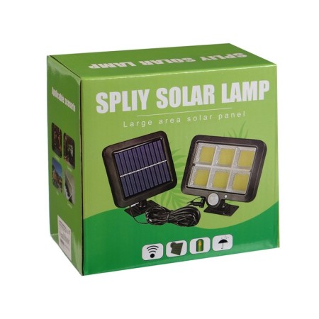 LED spotlight on a sunny battery 18 W, remote panel, 15 × 11 × 4 cm, 6500k-9