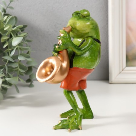 Souvenir Polystone Lak "Frog with saxophone" 16.5x10.5x6 cm-3