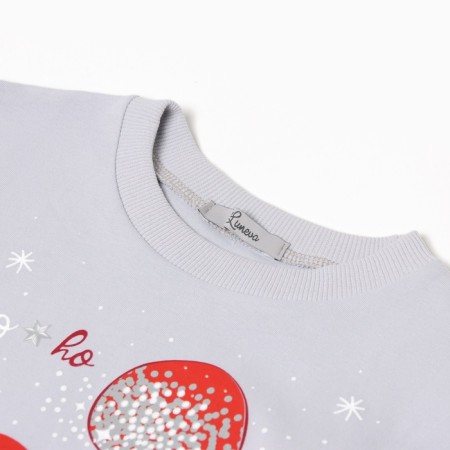 New Year. Pajama nursery (longshille/trousers), gray/red color, height 140 cm-1