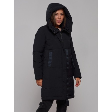 Coat insulated winter female, size 48, black color-6