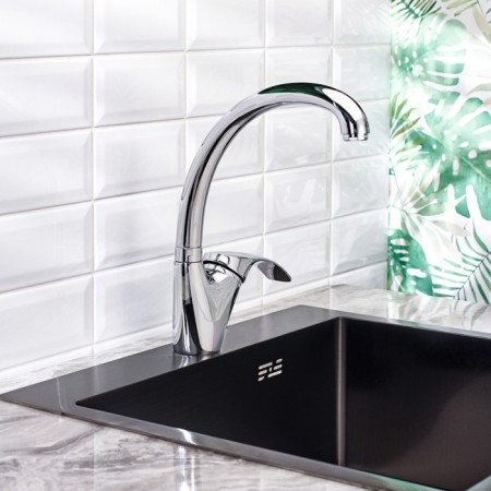 BouOU B8174-10HF kitchen mixer, 40 mm cartridge, single-leaf, brass, chrome-1