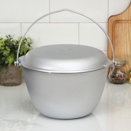 Kazan hiking, 5 l, lid-horseman, silver color
