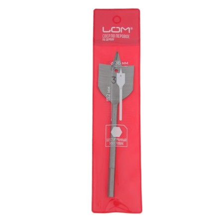 Drill on wooder scrap, hexagonal shank, 36 x 152 mm-1