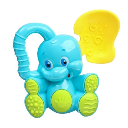 Rattle - Elephant squeak, with elastic elements, color mix, crumb I-1
